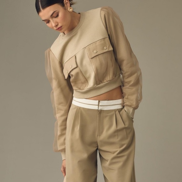 NWT By Anthropologie Utility Pocket Pullover in Moss - Picture 1 of 8